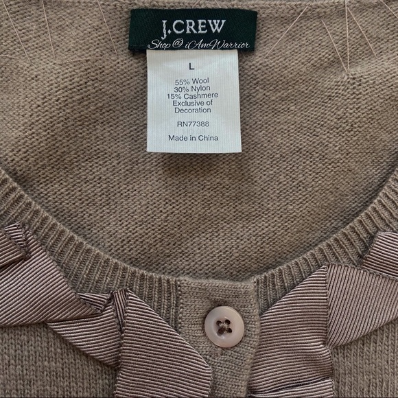 J.Crew grosgrain ribbon tan cashmere blend cardigan sweater *shop@iamwarrior - Picture 9 of 11